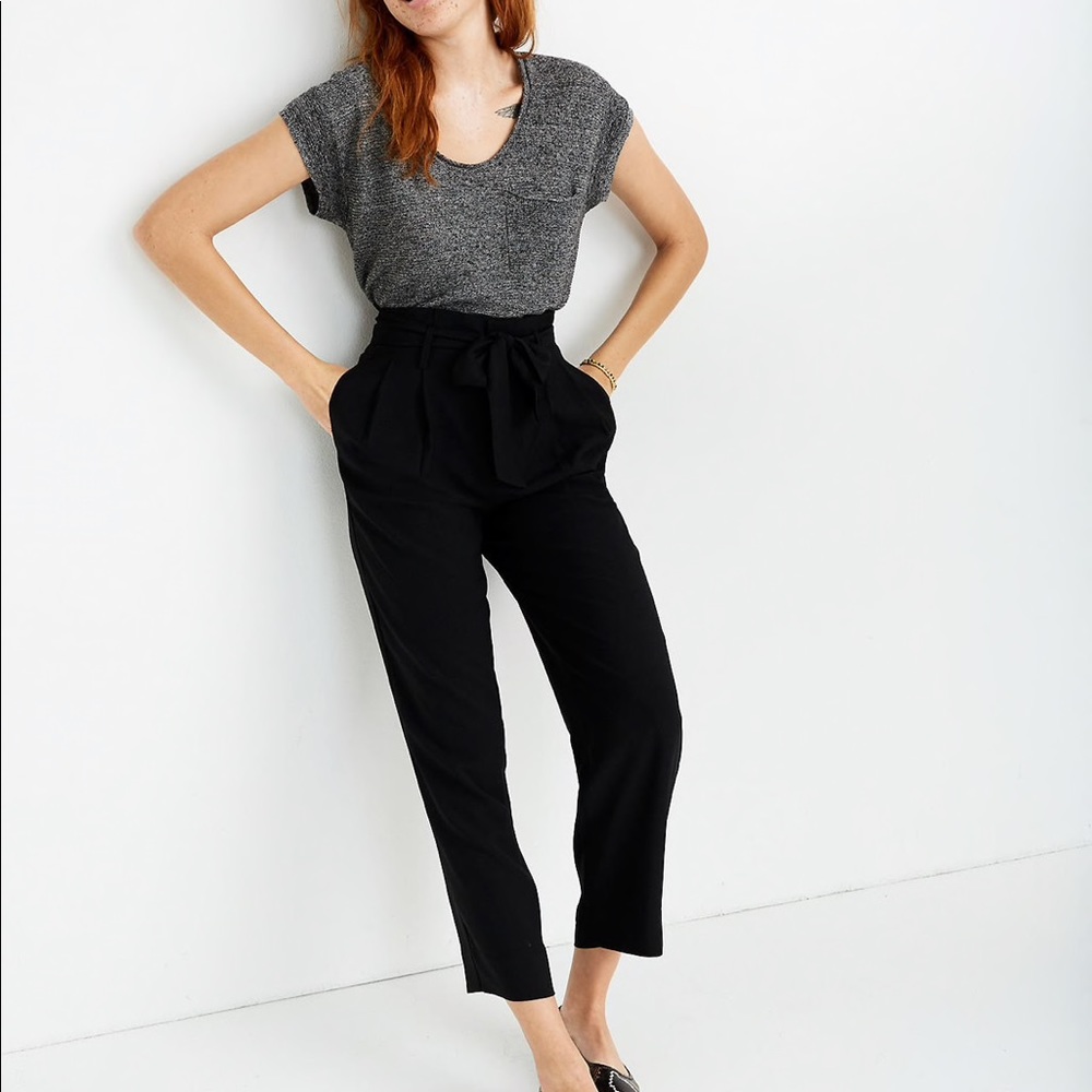 Madewell drapey paper bag pants in black